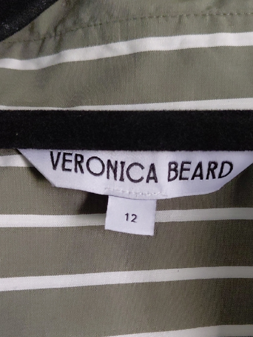 Veronica Beard Green Devra Ruched Striped Stretch-Cotton Button-Front Top - Picture 8 of 12